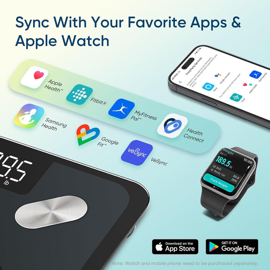 Advanced Smart Body Scale - Accurate Digital Weighing with BMI, Body Fat, Muscle Mass Tracking & Bluetooth Sync for Home Health Management