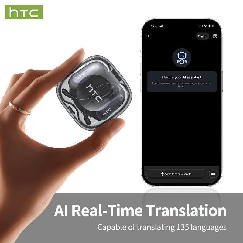 HTC NE38 OWS Wireless Translation Earbuds - Experience Seamless Communication with Real-Time Translation in 134 Languages, Bluetooth 6.0 Connectivity, and Superior HIFI Sound Quality - Perfect for Office, Sports, Study, and Audio Calls