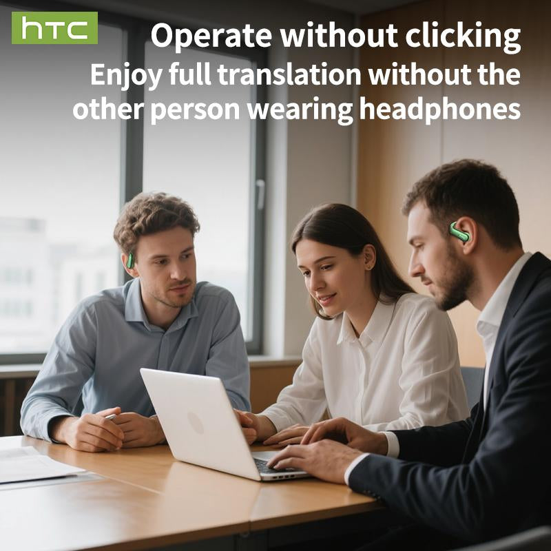 HTC NE38 OWS Wireless Translation Earbuds - Experience Seamless Communication with Real-Time Translation in 134 Languages, Bluetooth 6.0 Connectivity, and Superior HIFI Sound Quality - Perfect for Office, Sports, Study, and Audio Calls